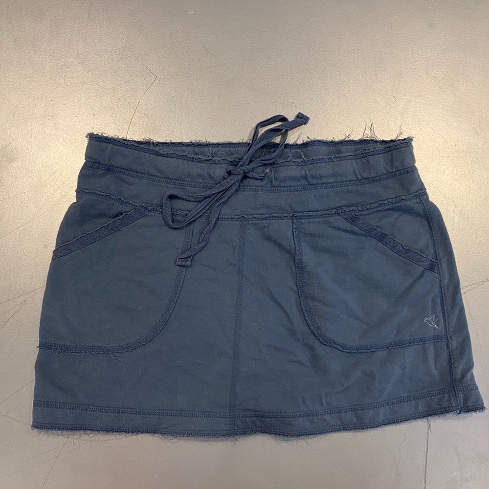 Blue Cotton Mini Skirt